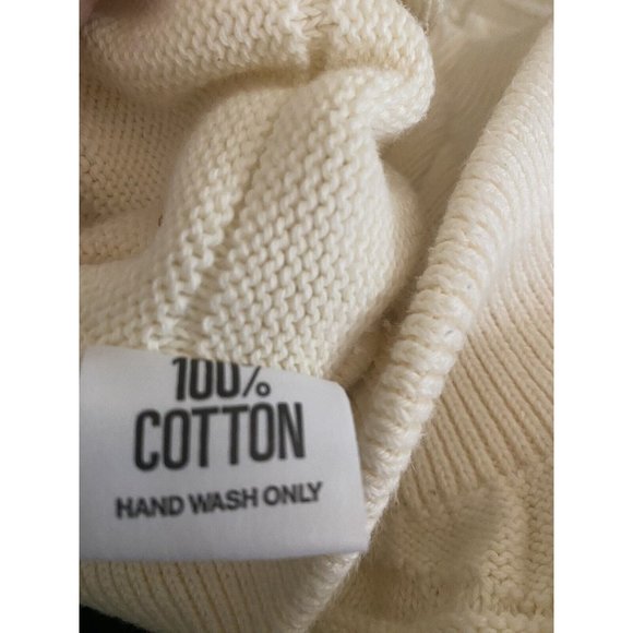 Vintage Mens Le TRICOT MARINE Ireland White Ribbed cotton Sweater Large Flags - Picture 8 of 13